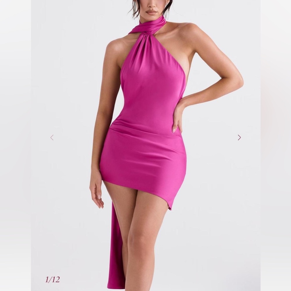 House of CB Vibrant Pink Asymmetrical Dress